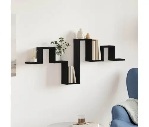 Sienas Plaukts Melns Ozols 104,5X10X43 Cm Inženierijas Koks Vidaxl