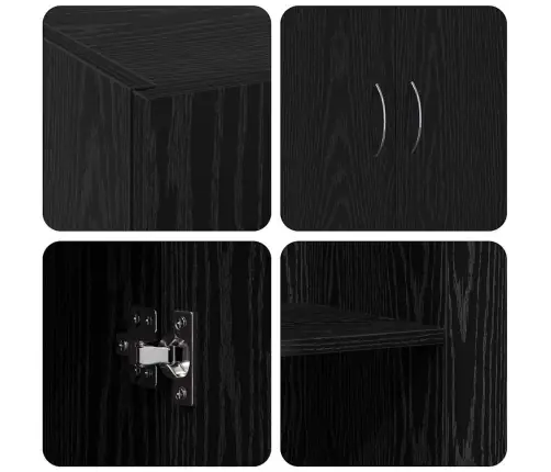 Kancelāra Skapītis - Melns Ozols, 60 X 32 X 77.5 Cm, Inženierijas Koks Vidaxl