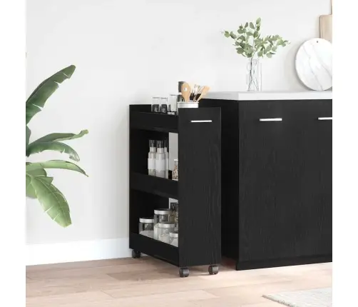 Rullējošais Skapītis Melnā Ozola Krāsā 60X22X79 Cm Inženierijas Koks Vidaxl
