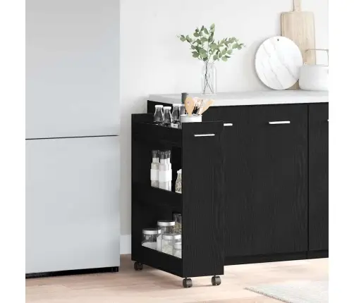 Rullējošais Skapītis Melnā Ozola Krāsā 60X22X79 Cm Inženierijas Koks Vidaxl