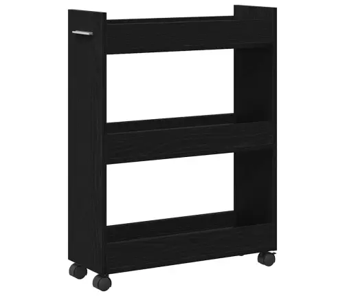 Rullējošais Skapītis Melnā Ozola Krāsā 60X22X79 Cm Inženierijas Koks Vidaxl