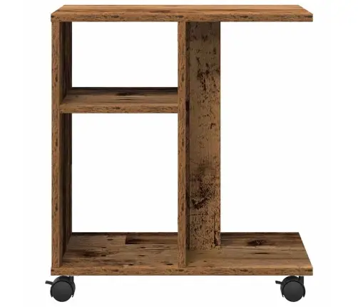 Kõrvallaud Riiuliga Rattaga Vana Puit 50 X 30 X 55 Cm Tehispuit