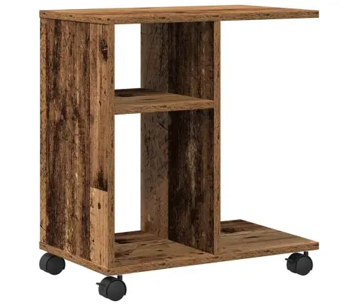 Kõrvallaud Riiuliga Rattaga Vana Puit 50 X 30 X 55 Cm Tehispuit