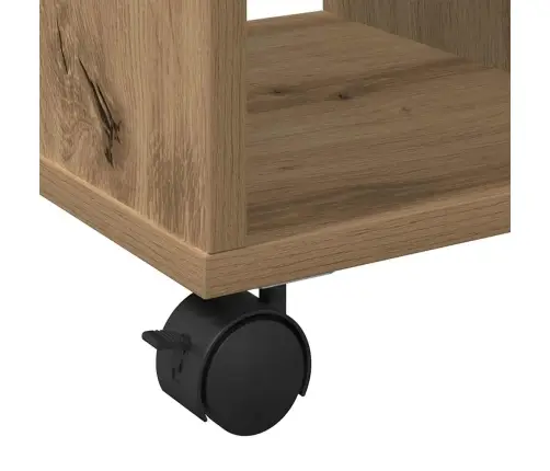 Malas Galdiņš Ar Ritenīšiem Rūpniecības Ozols 50X30X55 Cm Inženierijas Koks Vidaxl