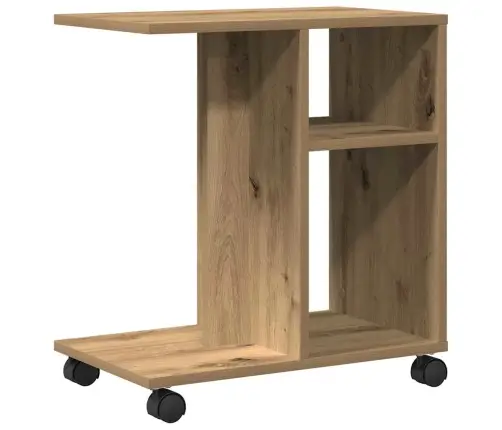 Malas Galdiņš Ar Ritenīšiem Rūpniecības Ozols 50X30X55 Cm Inženierijas Koks Vidaxl