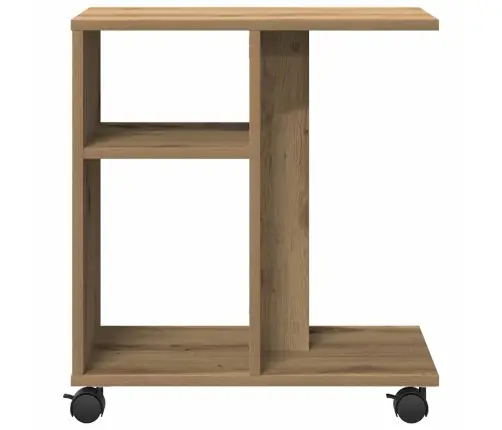 Malas Galdiņš Ar Ritenīšiem Rūpniecības Ozols 50X30X55 Cm Inženierijas Koks Vidaxl