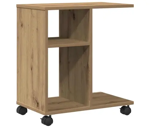 Malas Galdiņš Ar Ritenīšiem Rūpniecības Ozols 50X30X55 Cm Inženierijas Koks Vidaxl