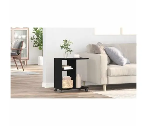 Šoninysis Staliukas Su Lentyna Juoda Ąžuolo 50 X 30 X 55 Cm