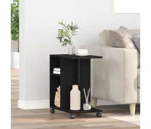 Šoninysis Staliukas Su Lentyna Juoda Ąžuolo 50 X 30 X 55 Cm