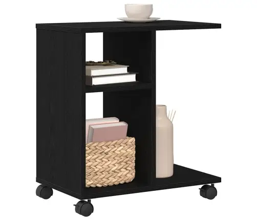 Šoninysis Staliukas Su Lentyna Juoda Ąžuolo 50 X 30 X 55 Cm