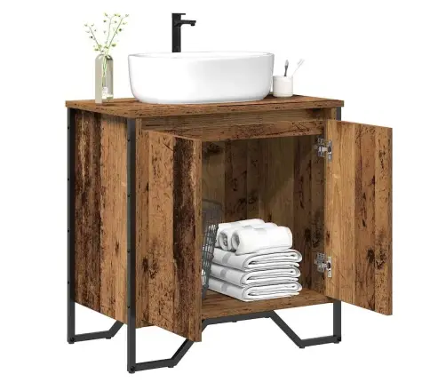 Vannas Istabas Izlietnes Skapis Vecais Koks 60X35X50 Cm Koka Skapis Vidaxl