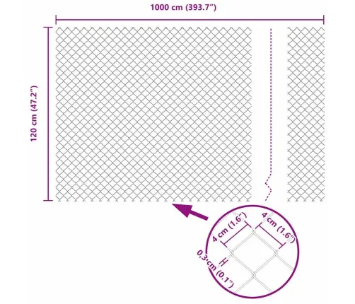 Žogs Zaļa 10 X 1.2 M Cinkota Tērauda Vidaxl