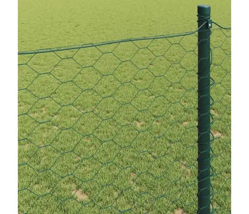 Sešstūra Žogs Pelēks Zaļa 1000 X 40 X 0.09 Cm Cinkots Tērauds Vidaxl
