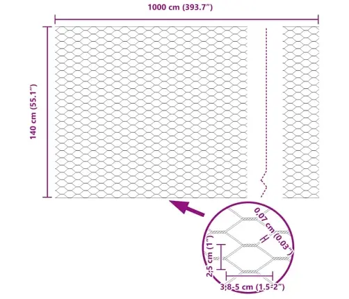 Heksagonaalne Tara Roheline 1.4 X 10 M Teras
