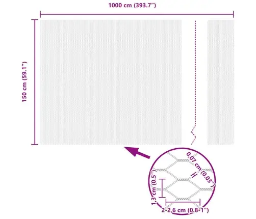 Sešstūra Žogs Pelēks Zaļa 1000 X 150 X 0.07 Cm Cinkots Tērauds Vidaxl