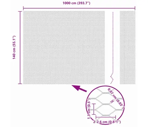 Sešstūra Žogs Pelēks Pelēka 1.4 X 10 M Tērauds Vidaxl