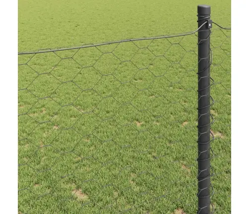 Sešstūra Žogs Pelēks Pelēka 1.5 X 50 M Tērauds Vidaxl