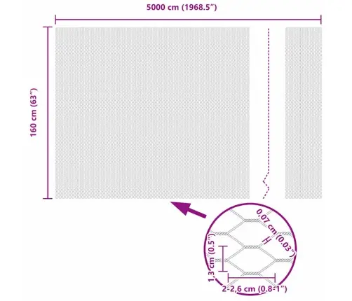 Sešstūra Žogs Pelēks Pelēka 1.6 X 50 M Tērauds Vidaxl