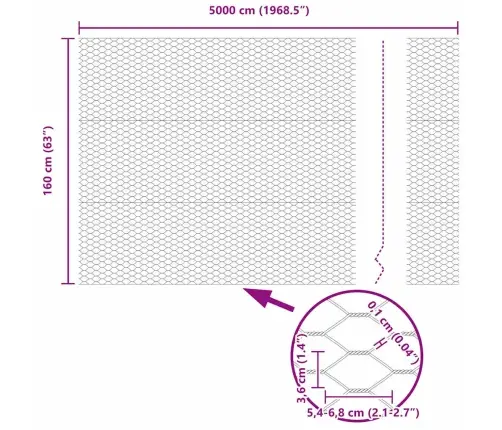 Heksagoninė Tvora Pilka 1.6 X 50 M Plienas