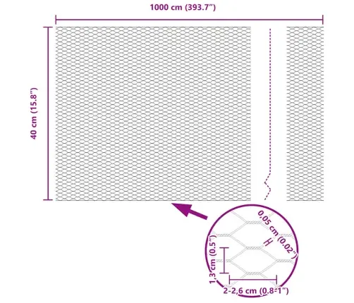 Sešstūra Žogs Pelēks Sudraba 0.4 X 10 M Cinkots Tērauds Vidaxl