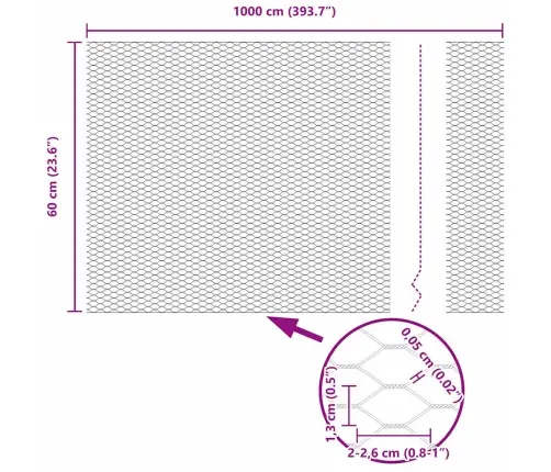 Sešstūra Žogs Pelēks Sudraba 0.6 X 10 M Cinkots Tērauds Vidaxl