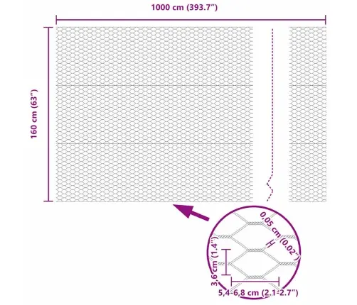 Heksagoninė Tvora Sidabro 1.6 X 10 M Galvanizuotas Plienas