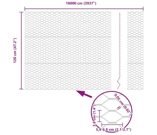 Sešstūra Žogs Sudraba 10000 X 0.05 X 120 Cm Cinkots Tērauds Vidaxl Sešstūra Žogs Sudraba 10000 X 0.05 X 120 Cm Cinkots Tērauds Vidaxl