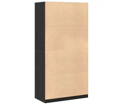 Melna Ozola Drēbju Skapis - 100 X 50 X 200 Cm, Izgatavots No Inženierijas Koka. Vidaxl