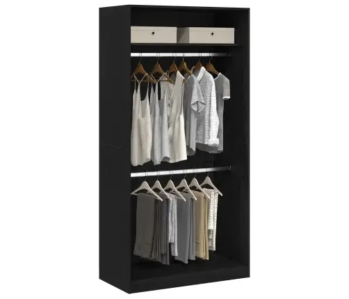 Melna Ozola Drēbju Skapis - 100 X 50 X 200 Cm, Izgatavots No Inženierijas Koka. Vidaxl