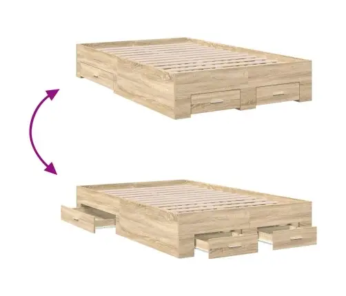 Voodi Raam Sahtliga Ladustamisega Pruun 120 X 190 Cm Tehispuit