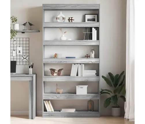 Knygų Spinta Pilka Sonoma Ąžuolo 100 X 30 X 198 Cm