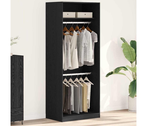 Melna Ozolkoka Garderobe - 80 X 50 X 200 Cm, No Inženierijas Koka Vidaxl
