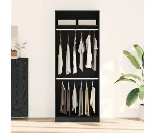 Melna Ozolkoka Garderobe - 80 X 50 X 200 Cm, No Inženierijas Koka Vidaxl