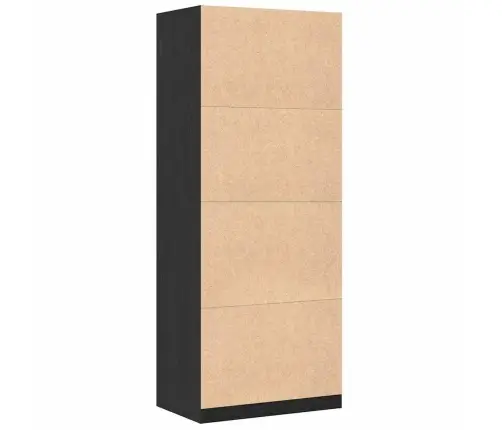 Melna Ozolkoka Garderobe - 80 X 50 X 200 Cm, No Inženierijas Koka Vidaxl