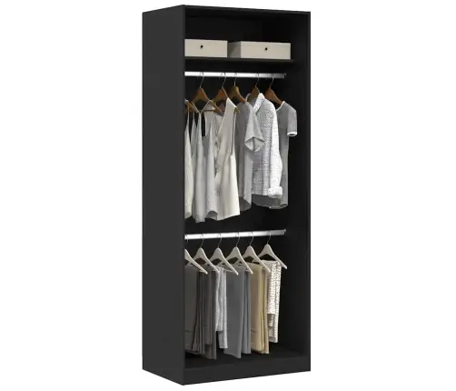 Melna Ozolkoka Garderobe - 80 X 50 X 200 Cm, No Inženierijas Koka Vidaxl