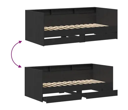 Dienas Gulta Ar Atvilktnēm Betona Pelēka 90X200 Cm Inženiertehniskā Koksne Vidaxl