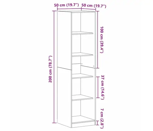 Skapis Melna Oša 50X50X200 Cm Vidaxl