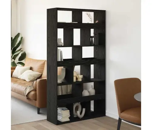 Knygų Lentyna 2 Pcs Juoda Ąžuolo 100 X 33 X 187.5 Cm