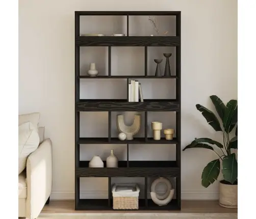 Knygų Lentyna 2 Pcs Juoda Ąžuolo 100 X 33 X 187.5 Cm