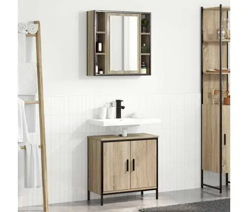 2 Daļu Vannas Istabas Mēbeļu Komplekts Sonoma Ozola Inženierijas Koks Vidaxl