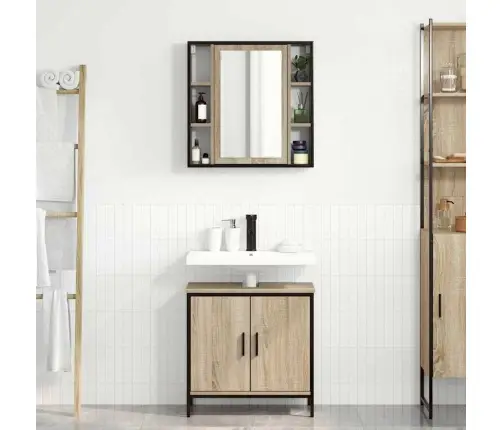 2 Daļu Vannas Istabas Mēbeļu Komplekts Sonoma Ozola Inženierijas Koks Vidaxl