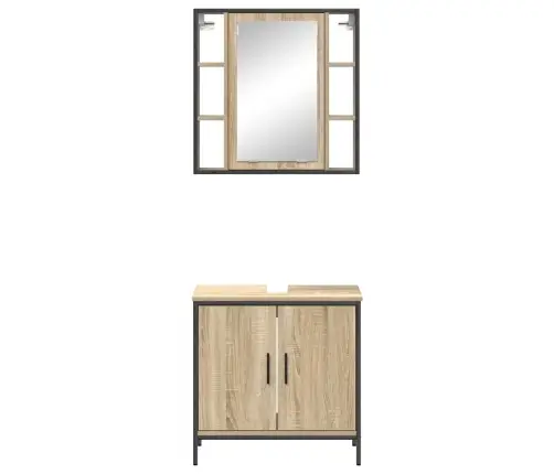 2 Daļu Vannas Istabas Mēbeļu Komplekts Sonoma Ozola Inženierijas Koks Vidaxl