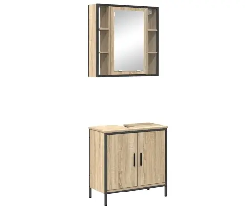 2 Daļu Vannas Istabas Mēbeļu Komplekts Sonoma Ozola Inženierijas Koks Vidaxl