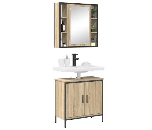 2 Daļu Vannas Istabas Mēbeļu Komplekts Sonoma Ozola Inženierijas Koks Vidaxl