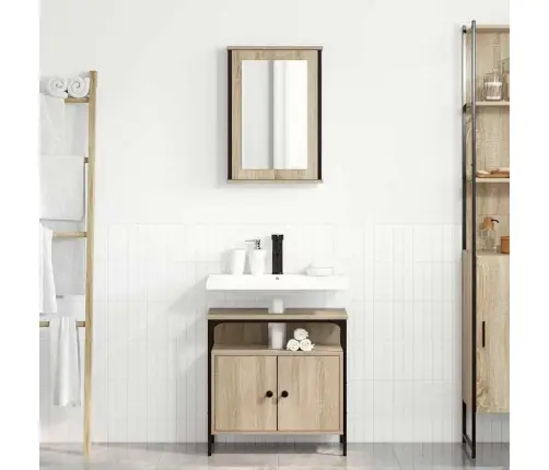 Vannitoa Mööbleset Riiuliga Ladustamisega 2 Pcs Pruun Tehispuit