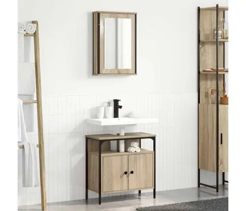 Vannitoa Mööbleset Riiuliga Ladustamisega 2 Pcs Pruun Tehispuit