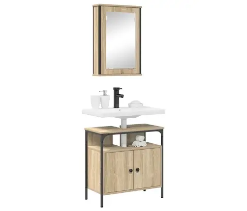 Vannitoa Mööbleset Riiuliga Ladustamisega 2 Pcs Pruun Tehispuit