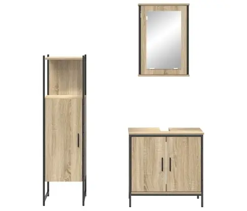 Vannitoa Mööbleset Riiuliga Ladustamisega 3 Pcs Pruun Tehispuit