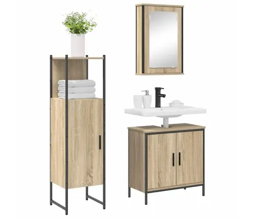 Vannitoa Mööbleset Riiuliga Ladustamisega 3 Pcs Pruun Tehispuit