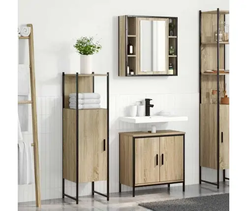 3 Gab. Vannas Istabas Mēbeļu Komplekts Gaišais Ozols Vidaxl